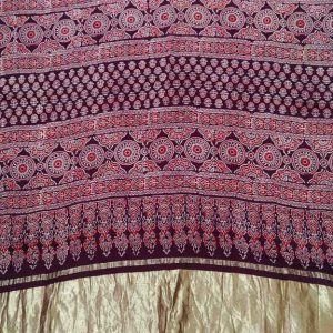 Modal silk ajrakh print saree